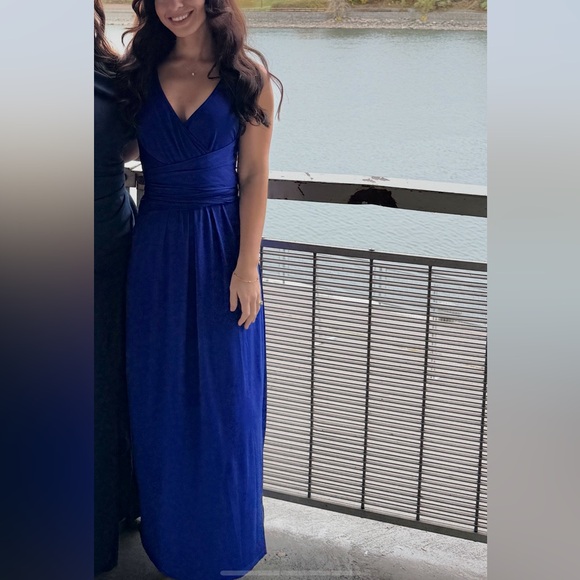 Royal Blue Wrapped Maxi Dress Stretchy Elegant Comfortable XS Slimming effect - Picture 2 of 12